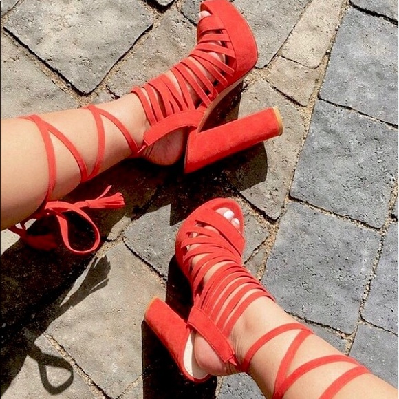 Public Desire Shoes - PUBLIC DESIRE Blush Pink Suede Lace Up Heels | NWT